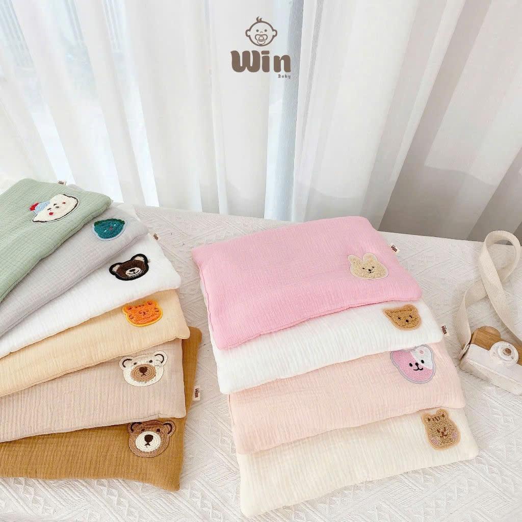 [Sơ Sinh] Gối Phẳng Xô Muslin mềm mịn, thoáng khí cho bé  - loại mỏng phù hợp cho bé sơ sinh