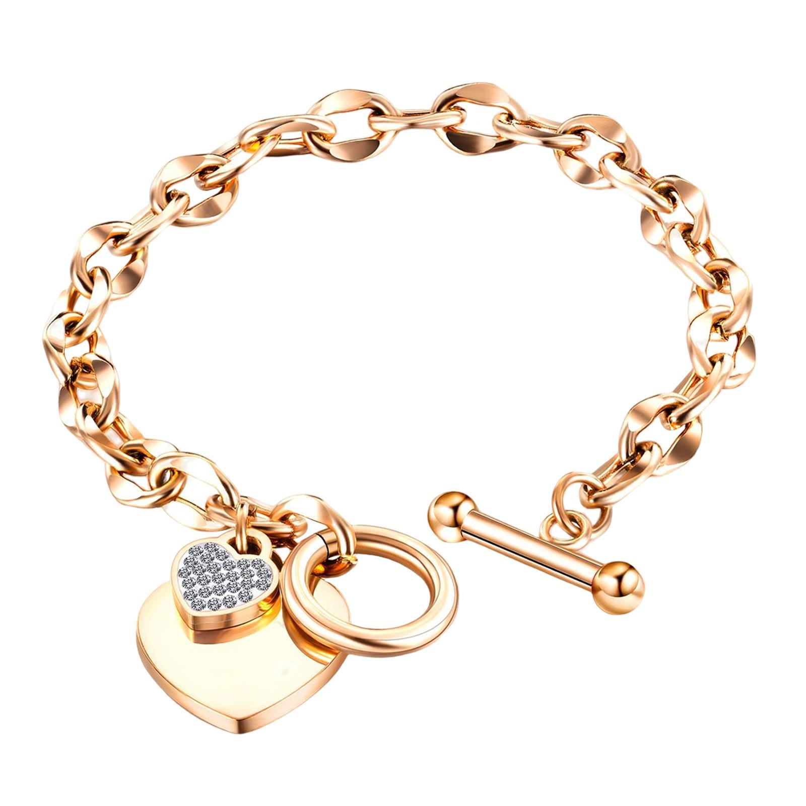 Love Heart Charm Pendant Bracelet Women Jewelry Anniversary Gift Stylish