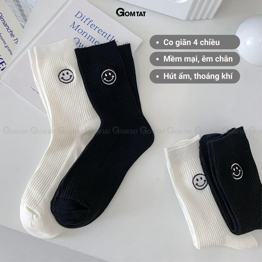 Tất cổ cao nam nữ họa tiết mặt cười, vớ cổ cao unisex chất liệu cotton hút ẩm thoáng khí - MATCUOI-PO-3021-1DOI