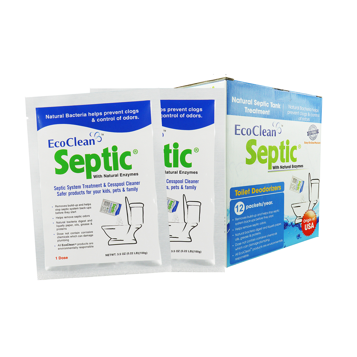 Hộp 12 Gói Septic - Vi Sinh Xử Lý Hầm Cầu, Bể Phốt Đầy - Bảo Trì Hầm Tự Hoại 1 Năm