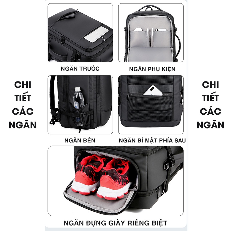 Balo du lịch nam cao cấp GB-BL42 chính hãng Gu Bag, thiết kế đa năng, đựng đồ cỡ lớn (big size), phù hợp đi công tác