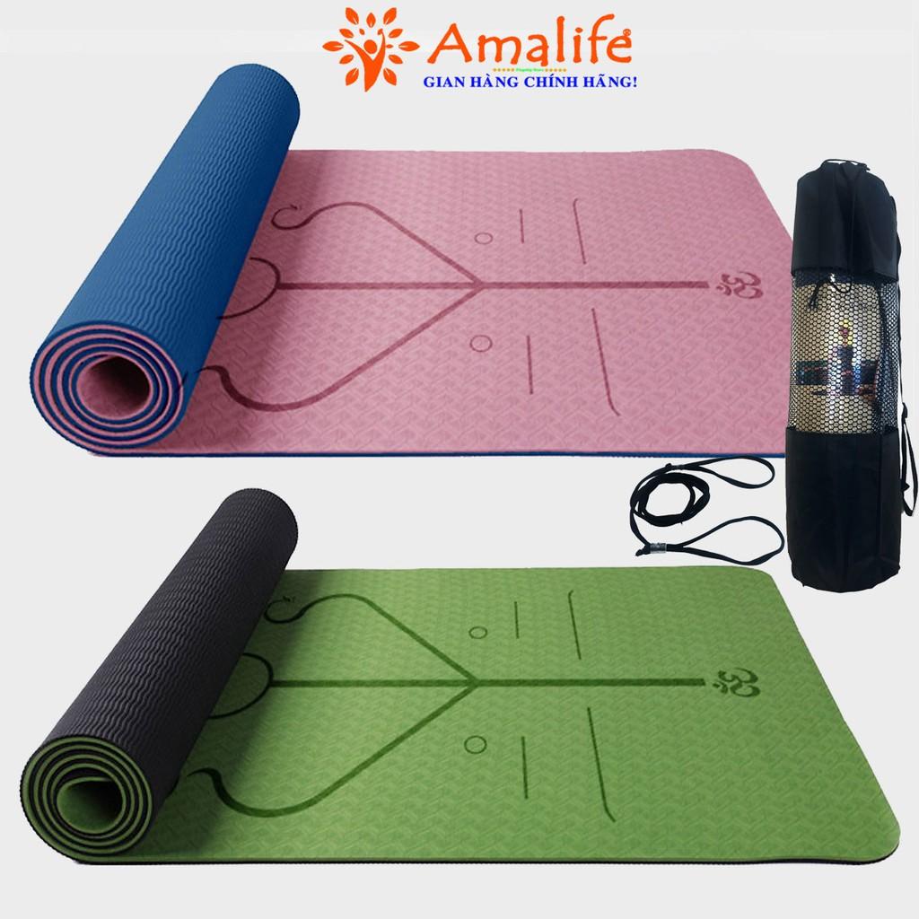 Thảm Tập Yoga Định Tuyến Hãng Amalife – Chọn Size - Tặng Bao Thảm Tập Yoga Định Tuyến và Dây Buộc Thảm Yoga