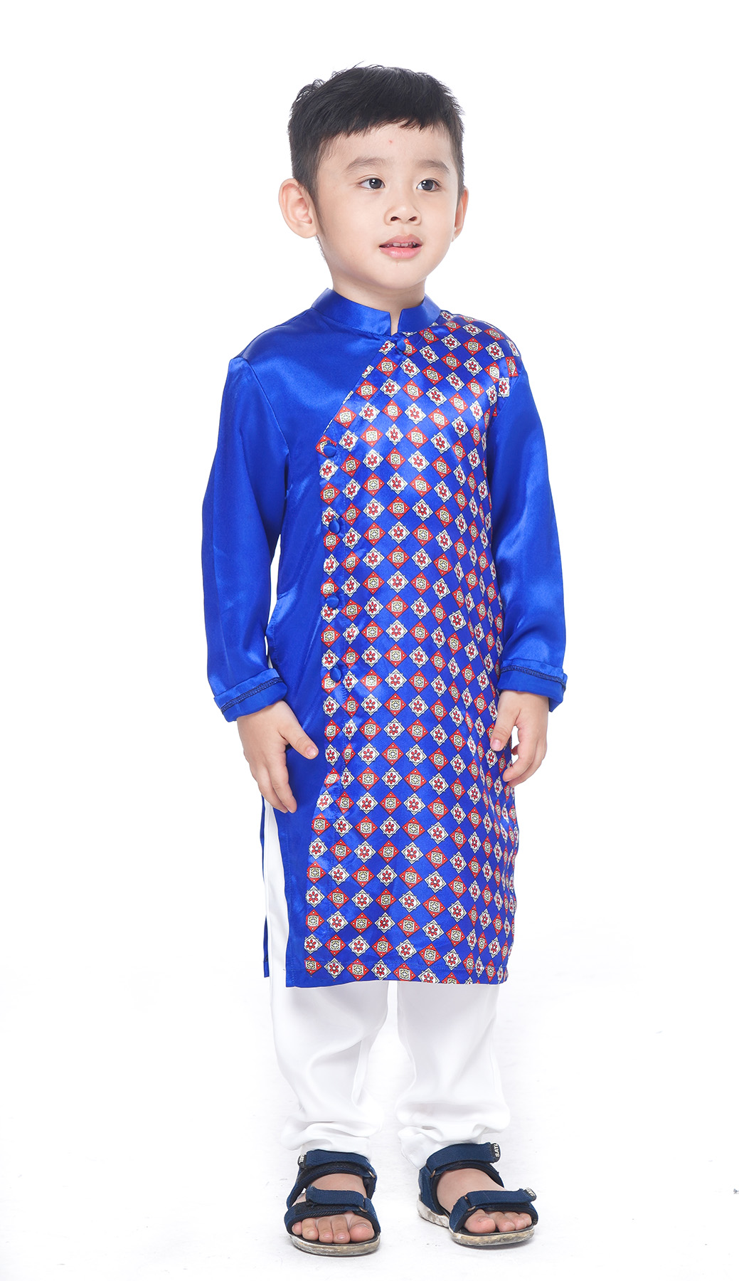 Set Áo Dài Bé Trai Ugether UKID233 - Màu xanh họa tiết
