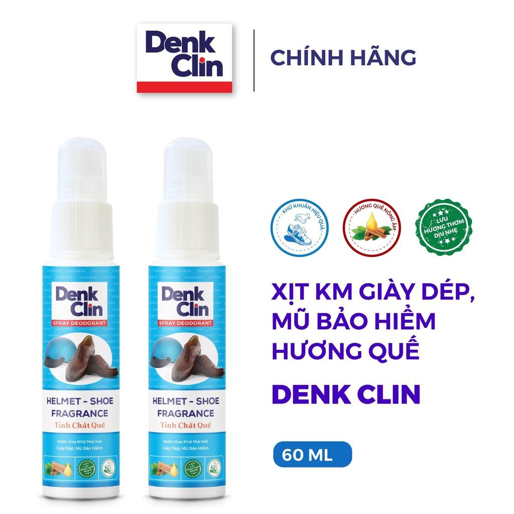 Xịt khử mùi hôi chân khử khuẩn 99% giày dép, mũ bảo hiểm nam nữ Denk Clin 60ml tinh chất quế & nước hoa