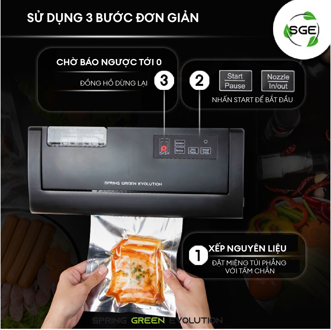 Máy Hút Chân Không Thế Hệ Mới VC-ECO GEN 2. Hút Mọi Loại Túi, Không Kén Túi, Hút Được Nước. Hàng Nhập Khẩu SGE Thailand