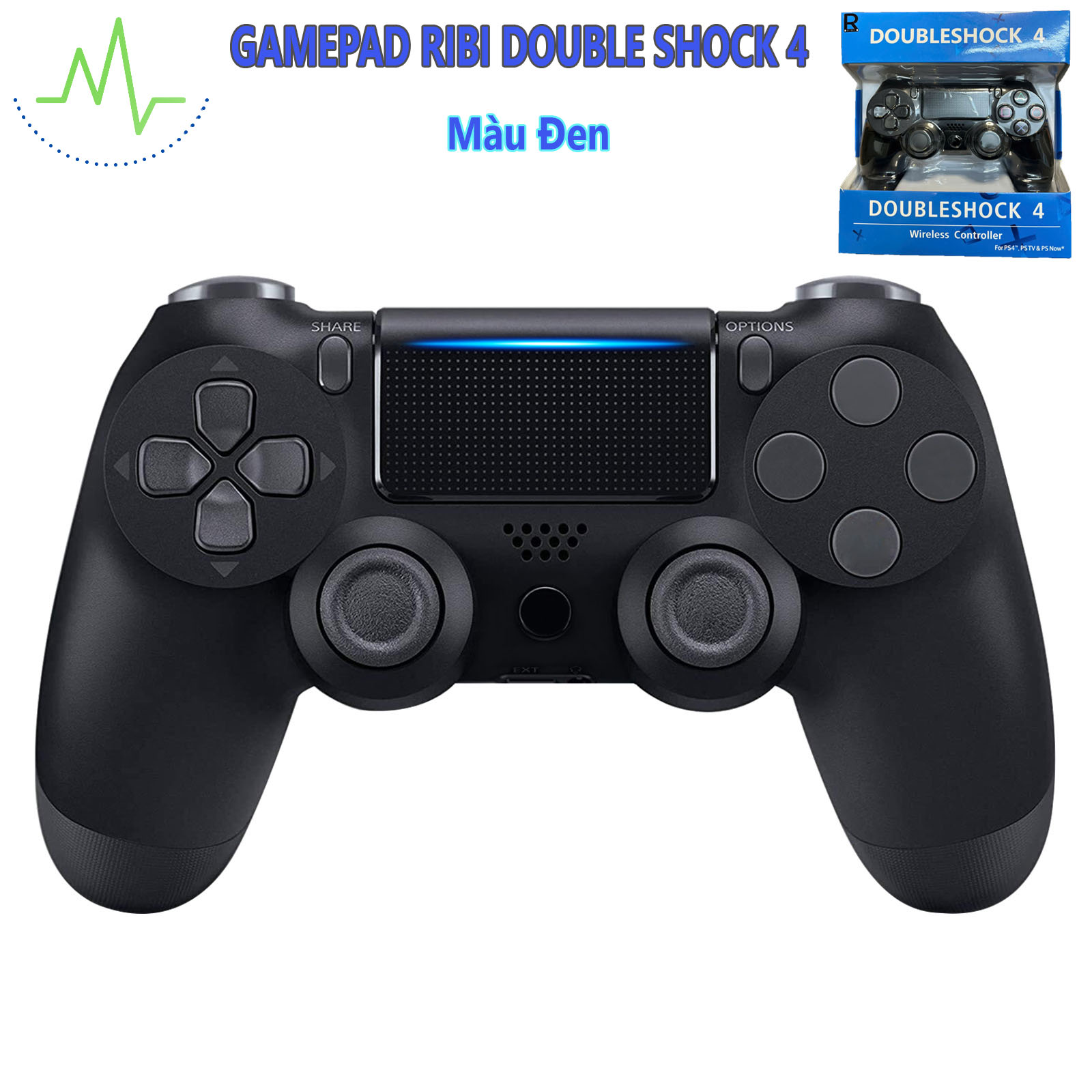 Gamepad Không Dây, Tay Cầm Chơi Game Bluetooth Pin Sạc RIBI DOUBLE SHOCK 4 dùng cho máy tính - laptop - điện thoại - máy chơi game - Hàng chính hãng