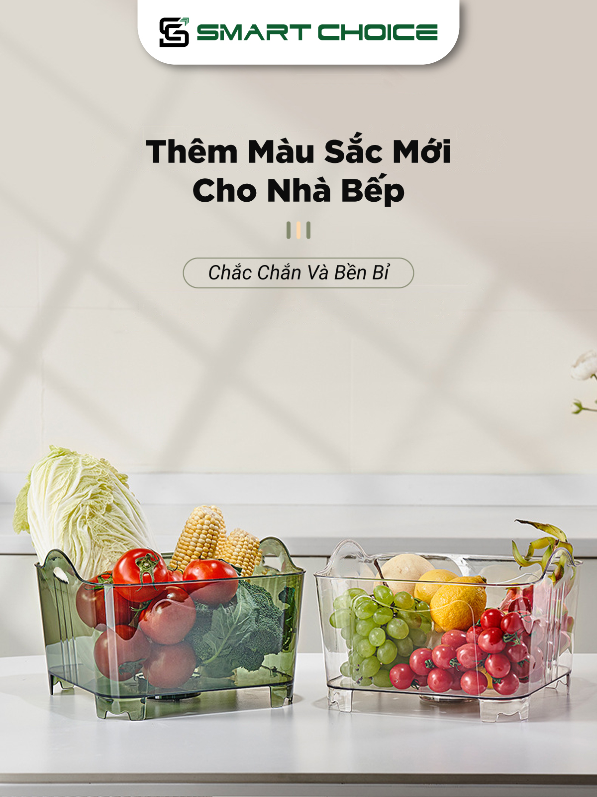 Chậu Rửa Rau SMARTCHOICE Có Van Xả Nước Cao Cấp 2 Màu Dùng Cho Nhà Bếp SCG-PK102