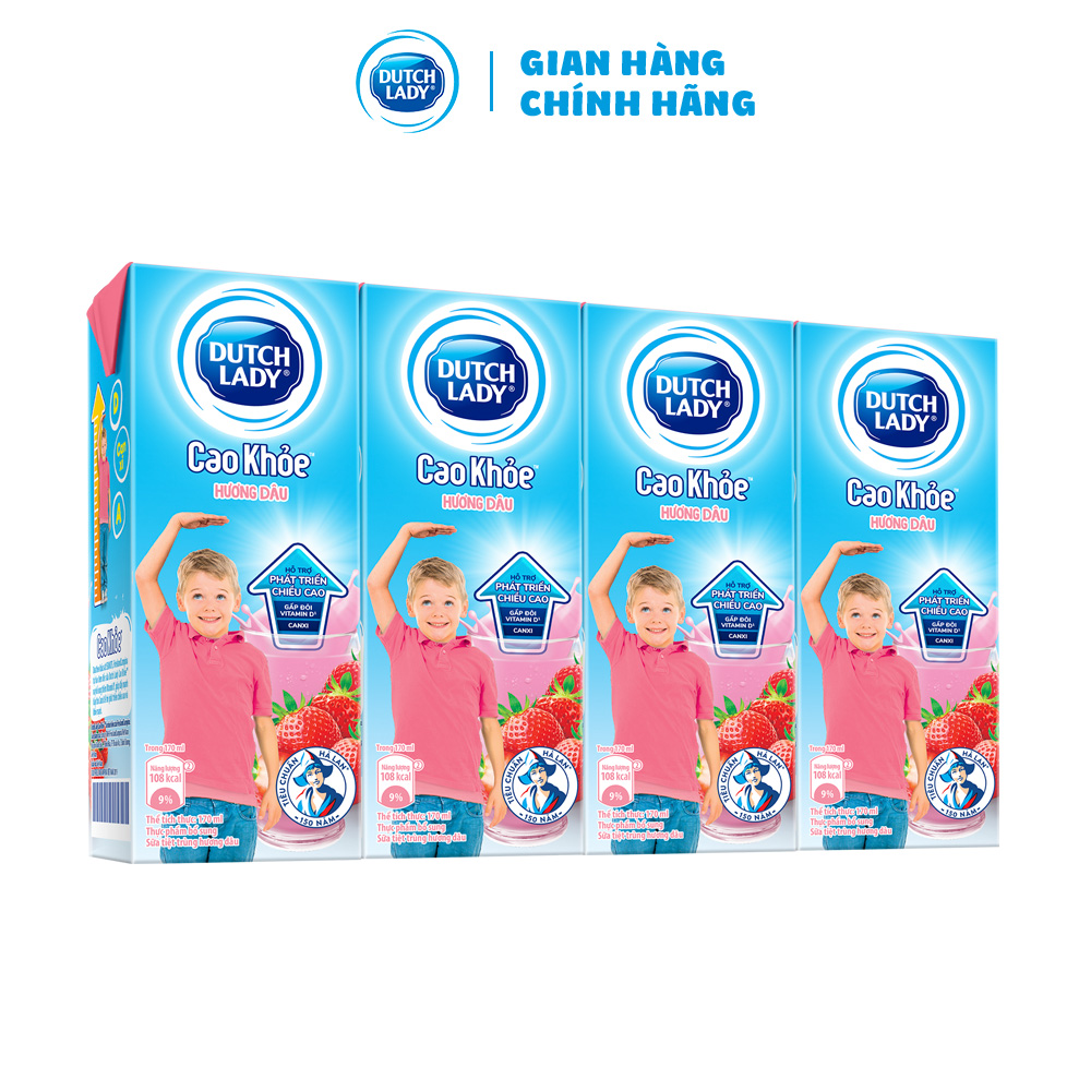 Thùng 48 Hộp Sữa Uống Dutch Lady Cô Gái Hà Lan Vị Dâu Cao Khỏe (48X170ml)