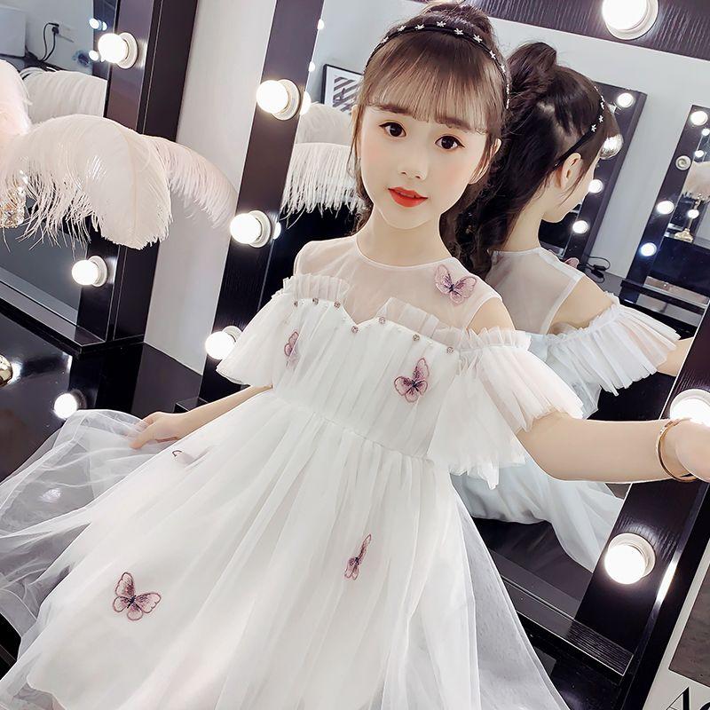 CHENGRUI Cô gái ăn mặc mùa hè váy trẻ em lưới váy công chúa đỏ váy cô gái nhỏ phong cách phương Tây fluffy lụa váy nàng tiên