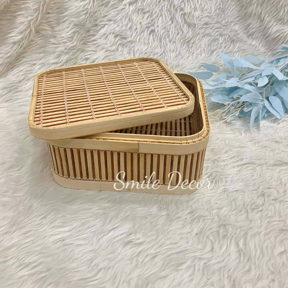 Hộp tre có nắp Smile Decor đựng phụ kiện, mỹ phẩm để bàn trang điểm - Bamboo box for jewelry, cosmestic