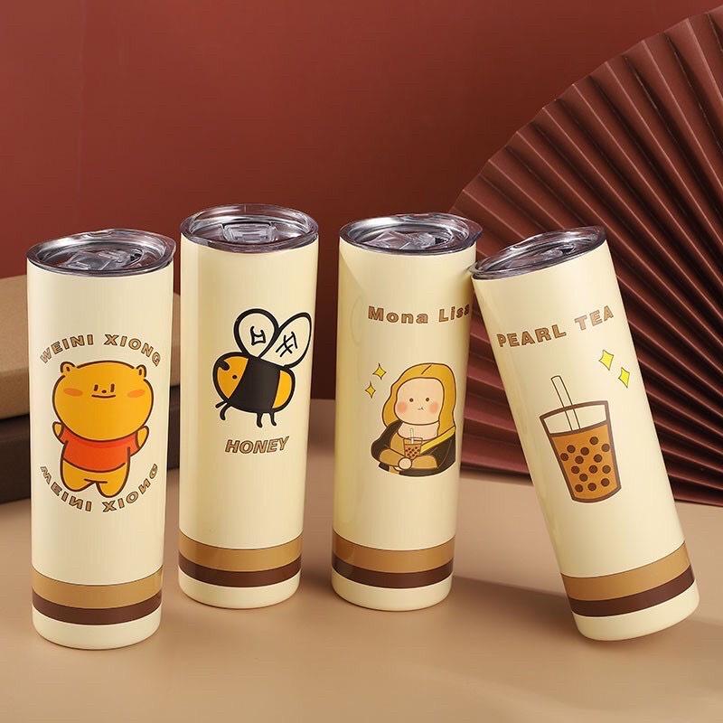 Ly giữ nhiệt loại lớn inox 304 không gỉ tặng kèm ống hút có nắp đậy 650ml sang trọng