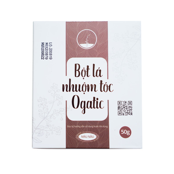 Thuốc nhuộm tóc bạc bột lá móng thiên nhiên OGATIC màu Nâu