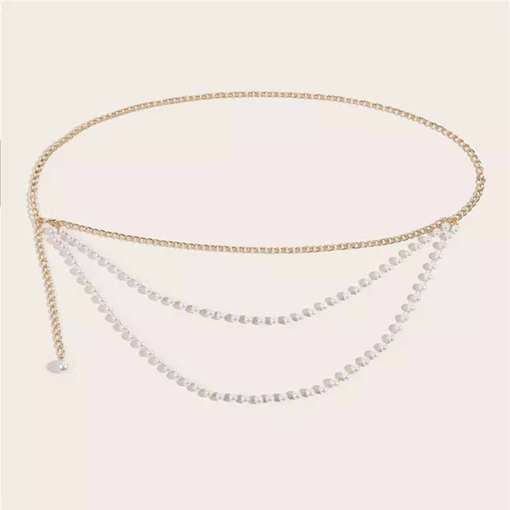 Belt xích thắt lưng bản nhỏ nam nữ sexy sang chảnh cá tính mix chuỗi hạt châu ấn tượng