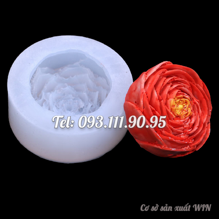 Khuôn silicon làm rau câu hoa hồng Austin cánh đều - Mã số 1308