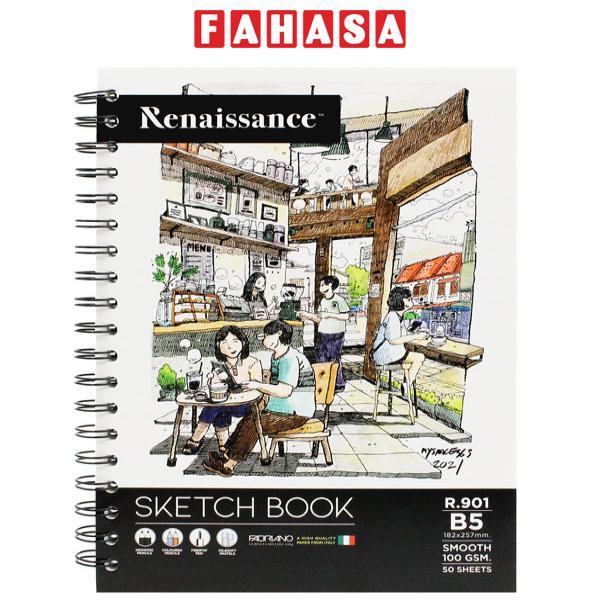 Tập Vẽ Lò Xo Phát Thảo B5 100 Trang 100gsm Sketch Book- Renaissance R-901 - Mẫu 1