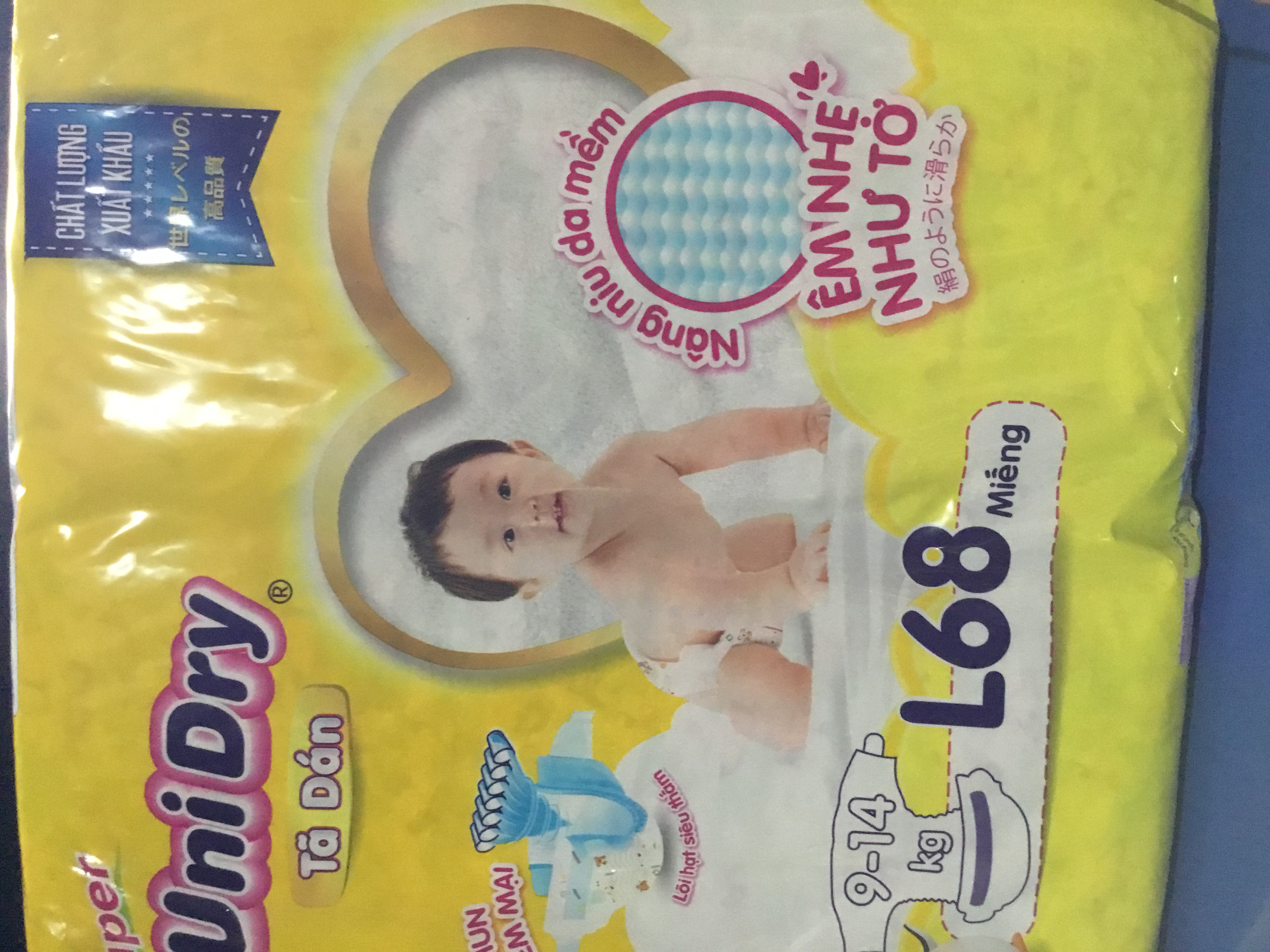 Mẫu Mới Tã dán Unidry L68 Cho Bé Từ 9-14kg - Date luôn mới