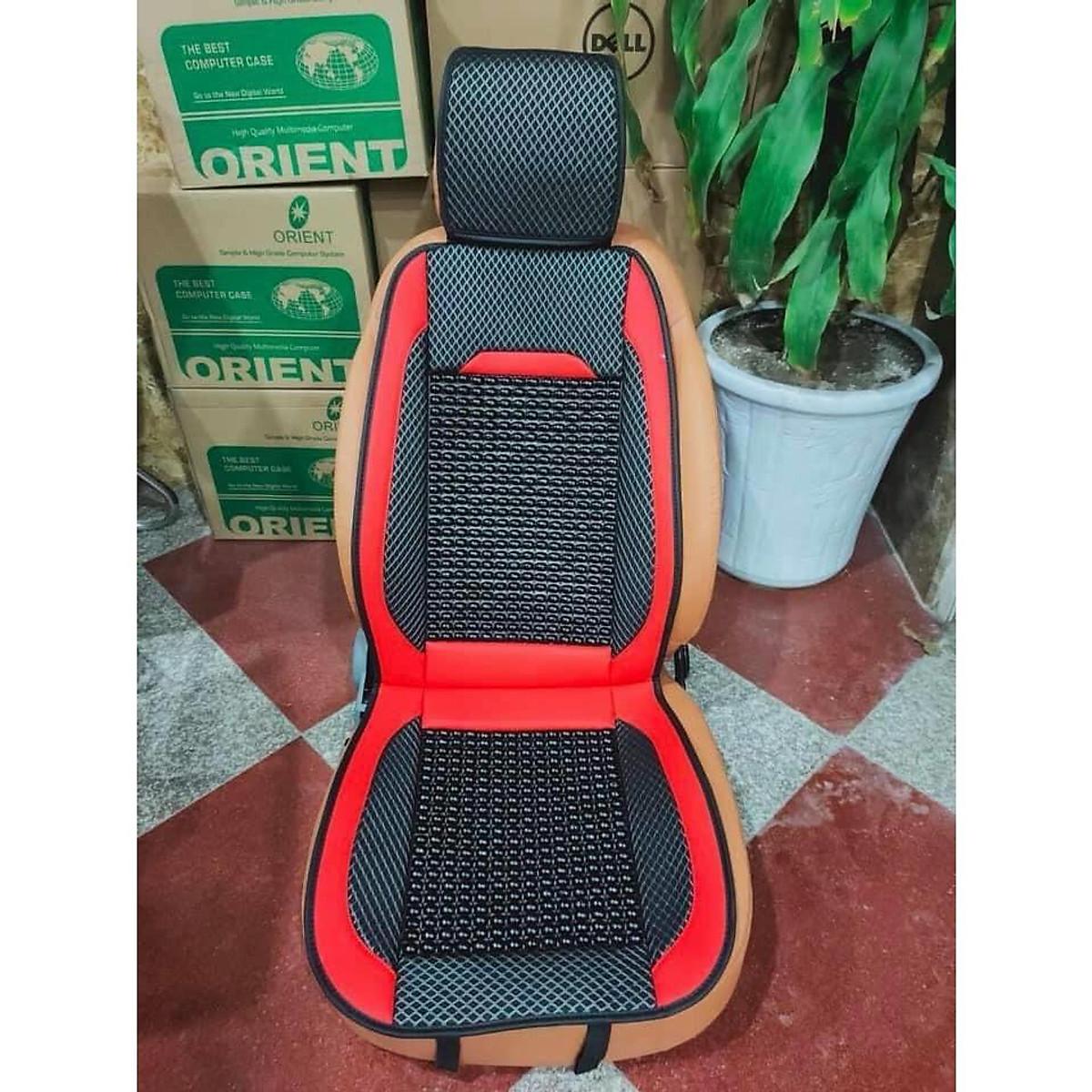 Lót Ghế Ô Tô Hạt Gỗ Cao Cấp Chống Nóng, Chống Trơn Trượt, Hạt Gỗ Massage Cao Cấp - Màu Đen