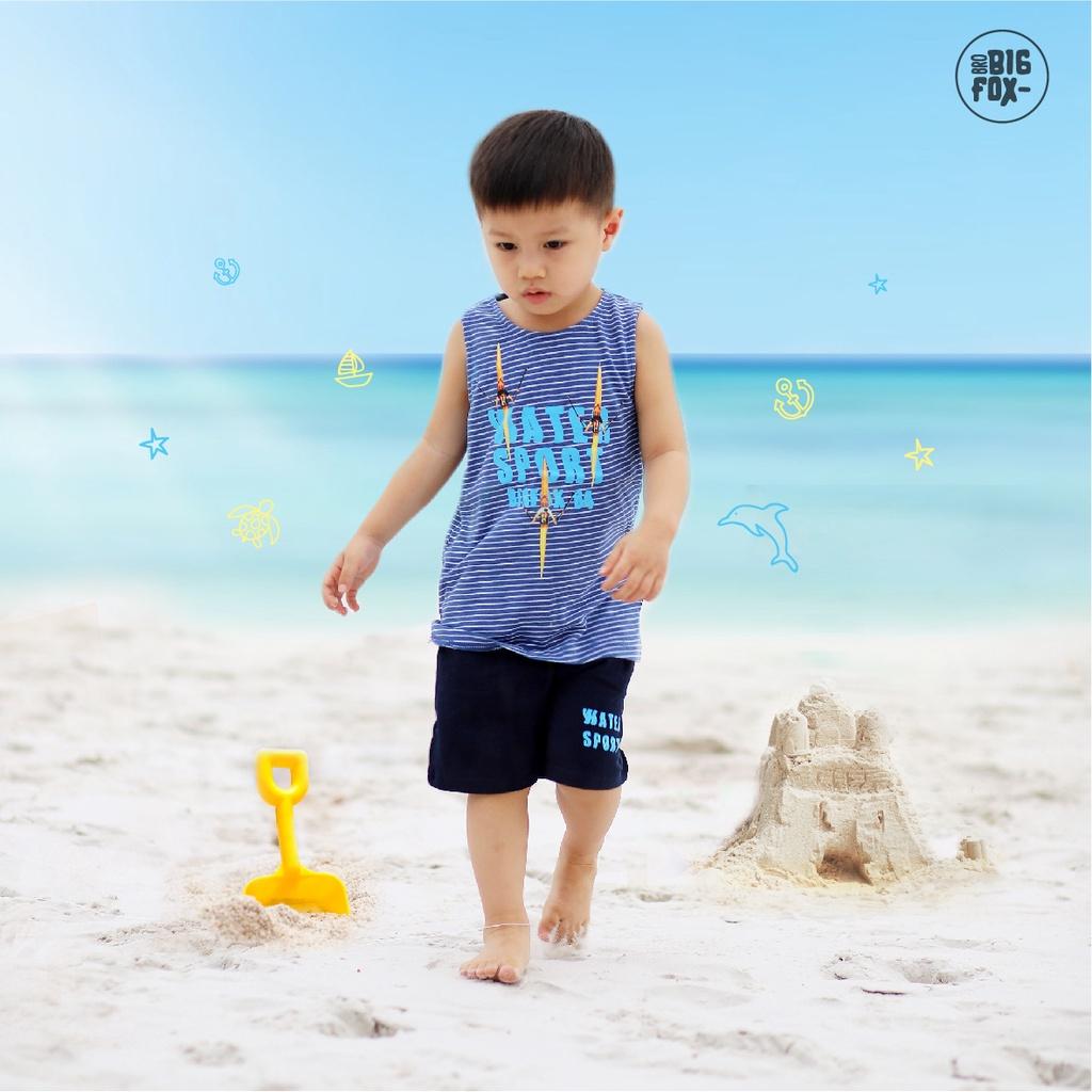 Bộ Cotton Bé Trai Bigfox Size Đại, Bộ Ba Lỗ Trẻ Em Mùa Hè Chất Cotton In Hình WATER SPORT 3-11