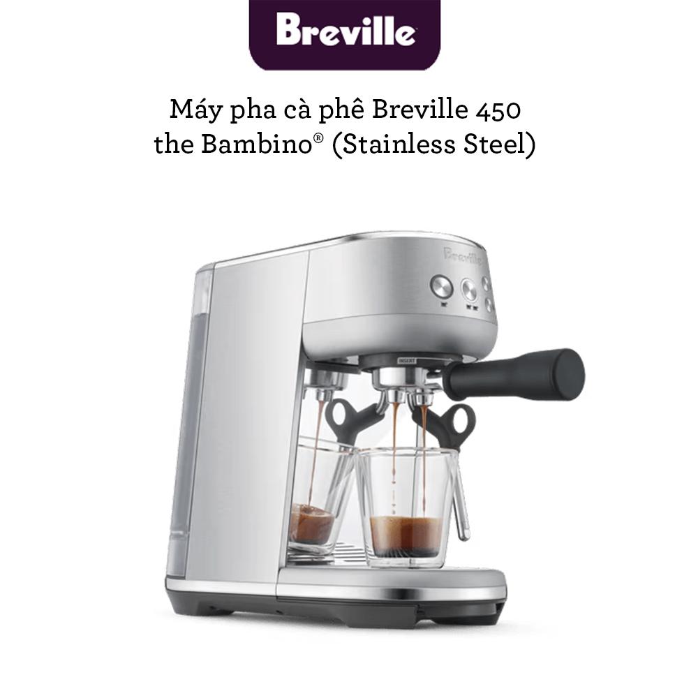 Máy pha cà phê Breville the Bambino BES 450 BSS, hàng chính hãng, chiết xuất chậm cho cafe, nhỏ gọn cho không gian nhà