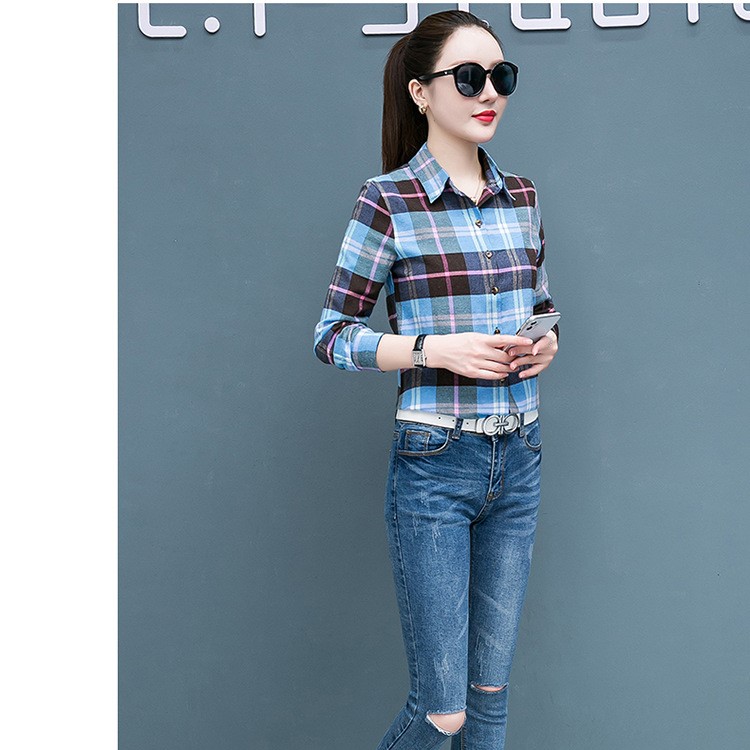 Sơ mi nữ công sở, Áo sơ mi nữ hoạ tiết kẻ caro S22