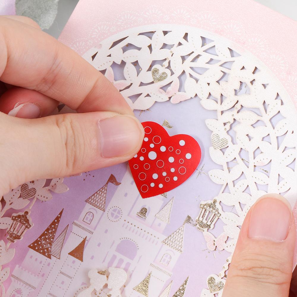 Cuộn 500 Miếng Dán Hình Trái Tim Dễ Thương Trang Trí Tiệc Cưới