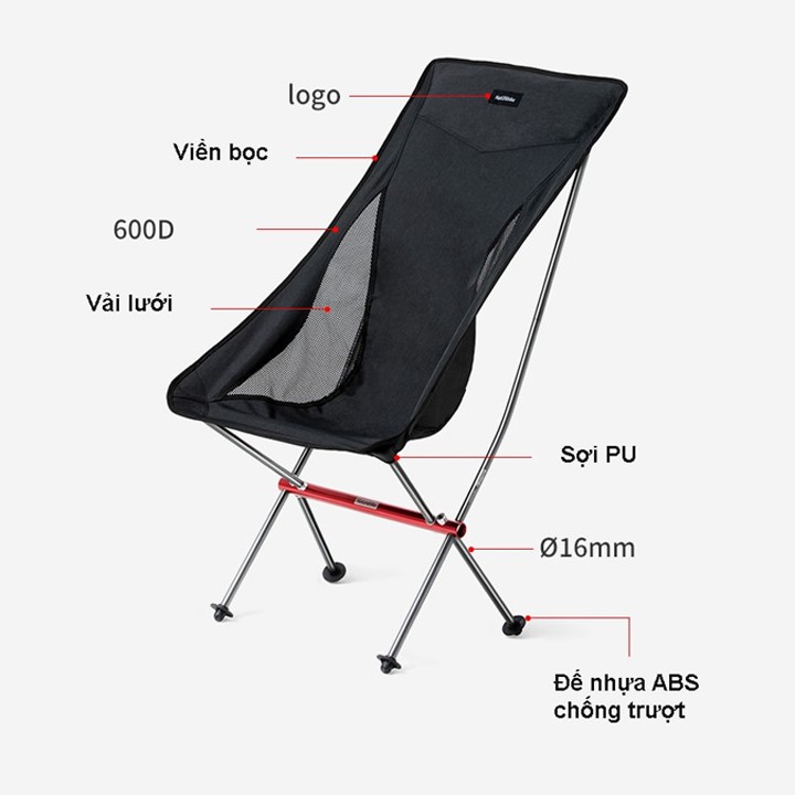 Ghế dã ngoại thư giãn gấp gọn thiết kế mới Version 3 YL06 dành cho cắm trại, du lịch NH18Y060-Z