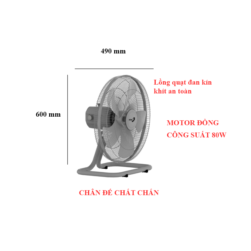 Quạt sàn Bán công nghiệp ASIA 80W cánh 45cm VY586789 - Hàng chính hãng