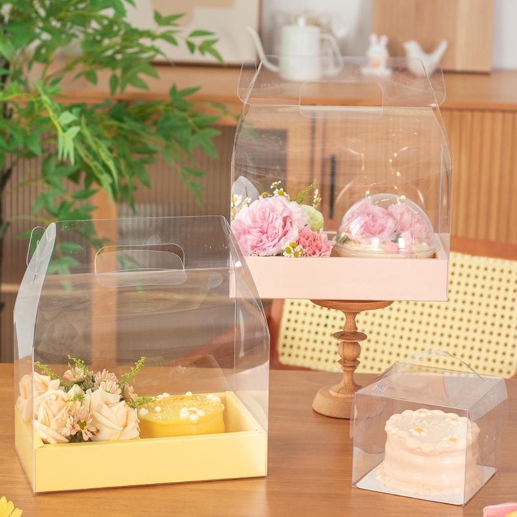 Hộp Đựng Bánh Và Hoa Hộp Quà Tặng MICA Trong Suốt 2 Ngăn Cho Sinh Nhật Valentine 8/3