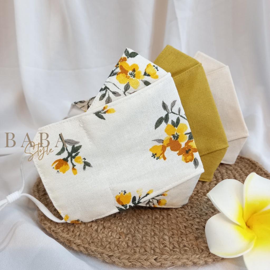 Khẩu Trang Vải Linen Cotton Hình Hoa Mai Tết