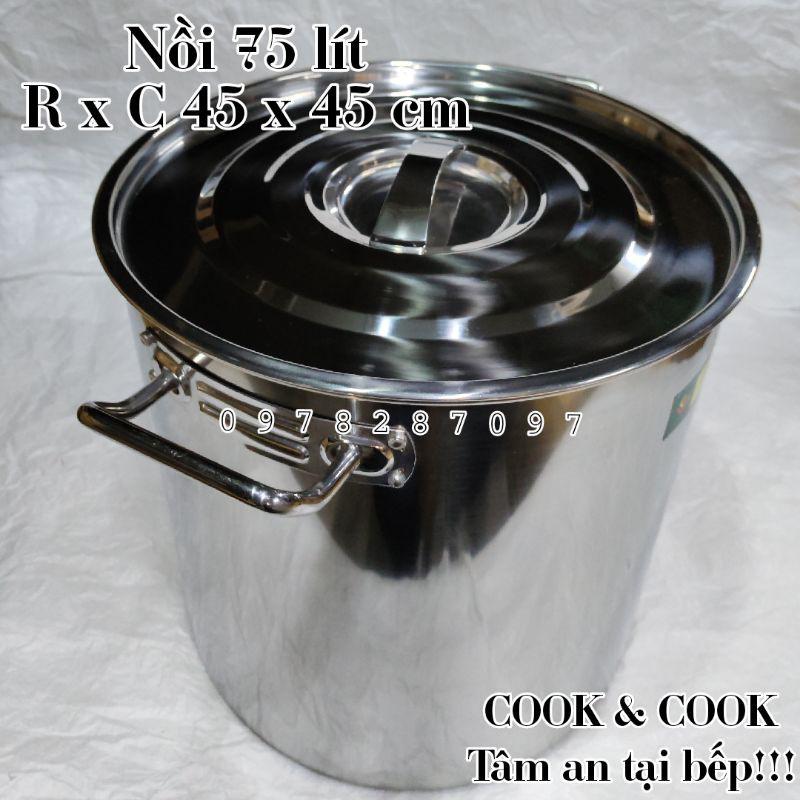 Nồi súp inox 55, 60, 70, 75 lít đáy từ size 45 nồi hầm xương, nồi luộc gà, nồi luộc bánh chưng, nồi phở, nồi quân dụng