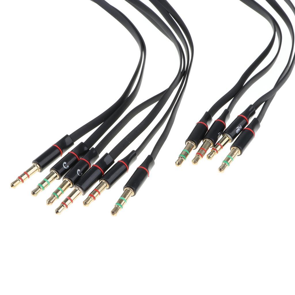2- 5 Pieces Audio Headphone Mic Splitter Cable 3.5mm Female to 2 Dual Male
