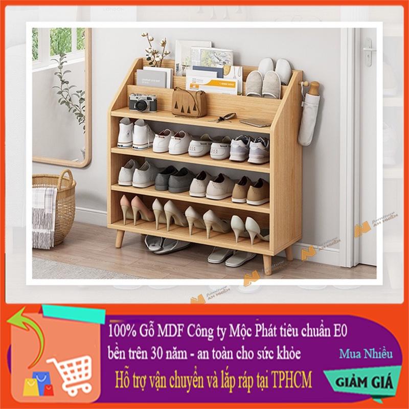 Made in VN Tủ giày kết hợp kệ sách decor phong cách gỗ mdf 17mm công ty Mộc Phát độ bền trên 30 năm AN026