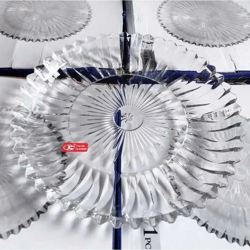 Dĩa Thủy Tinh Sâu Lòng, Đĩa Thuỷ Tinh Cao Cấp Hình Tròn 28.5cm Chưng Trái Cây Vàng Trắng - Hàng Loại 1 Chính Hãng MINIIN