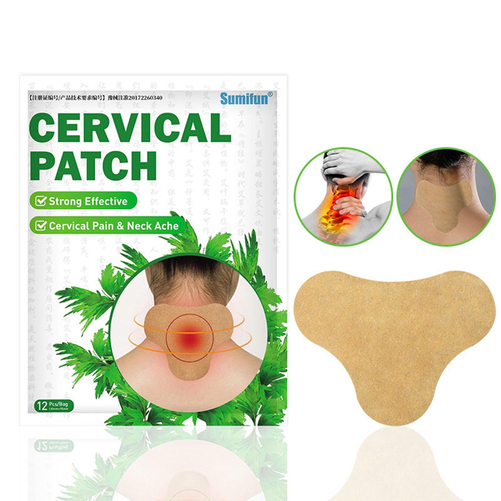 12 Patches Natural Neck Cervical Patch Pain Relief Herbal Pain Plaster 5x5in