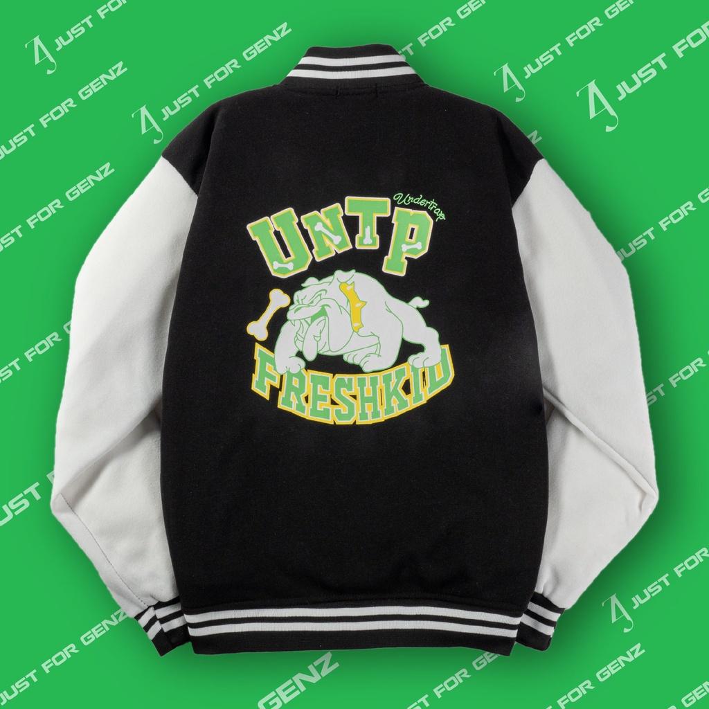 Áo khoác Bomber Varsity Jacket UNDERTRAP, áo bomber nam nữ unisex JFgenz chất nỉ bông FreshKid