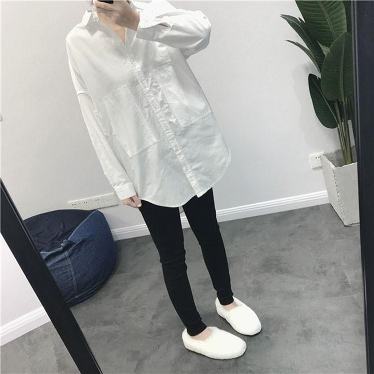 Áo sơ mi nữ dáng dài chất thô đũi 2 túi ốp sườn, thời trang phong cách trẻ