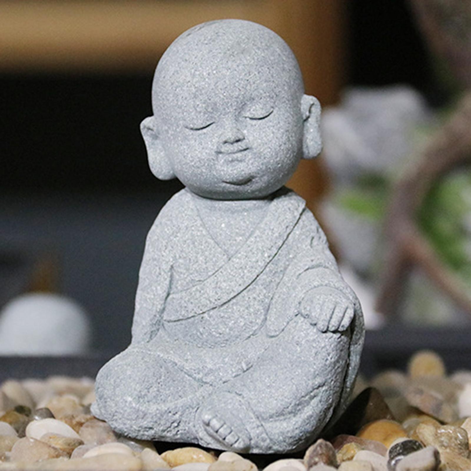 Sandstone Buddha Monk Statue Figurines for Flower Pot Decor Sculptures