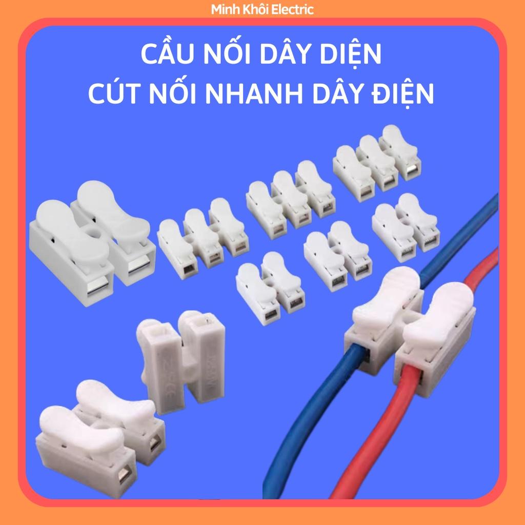 Combo 10c cầu nối dây điện nhanh CH2, cút nối dây điện nhanh 2P siêu bền, chống chập, cầu đấu 2