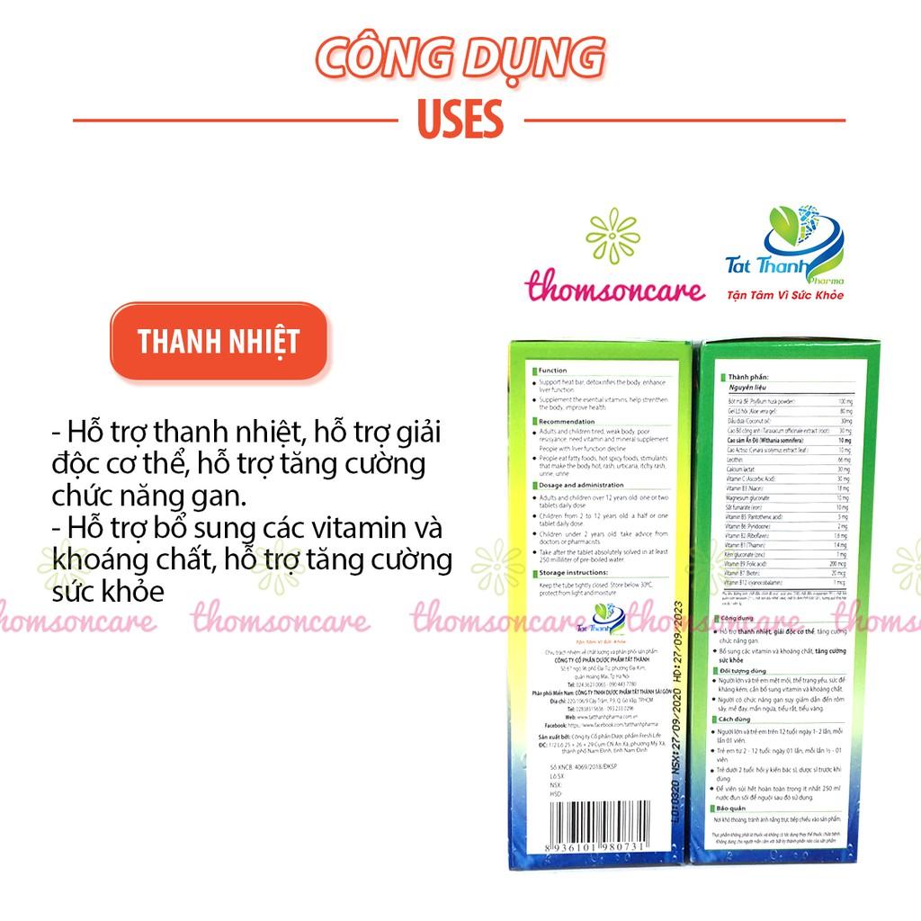 Viên sủi thanh nhiệt Body Fresh - Detox mùa hè, giải độc, mát gan - Bổ sung vitamin và khoáng chất - Tuýp 12 viên