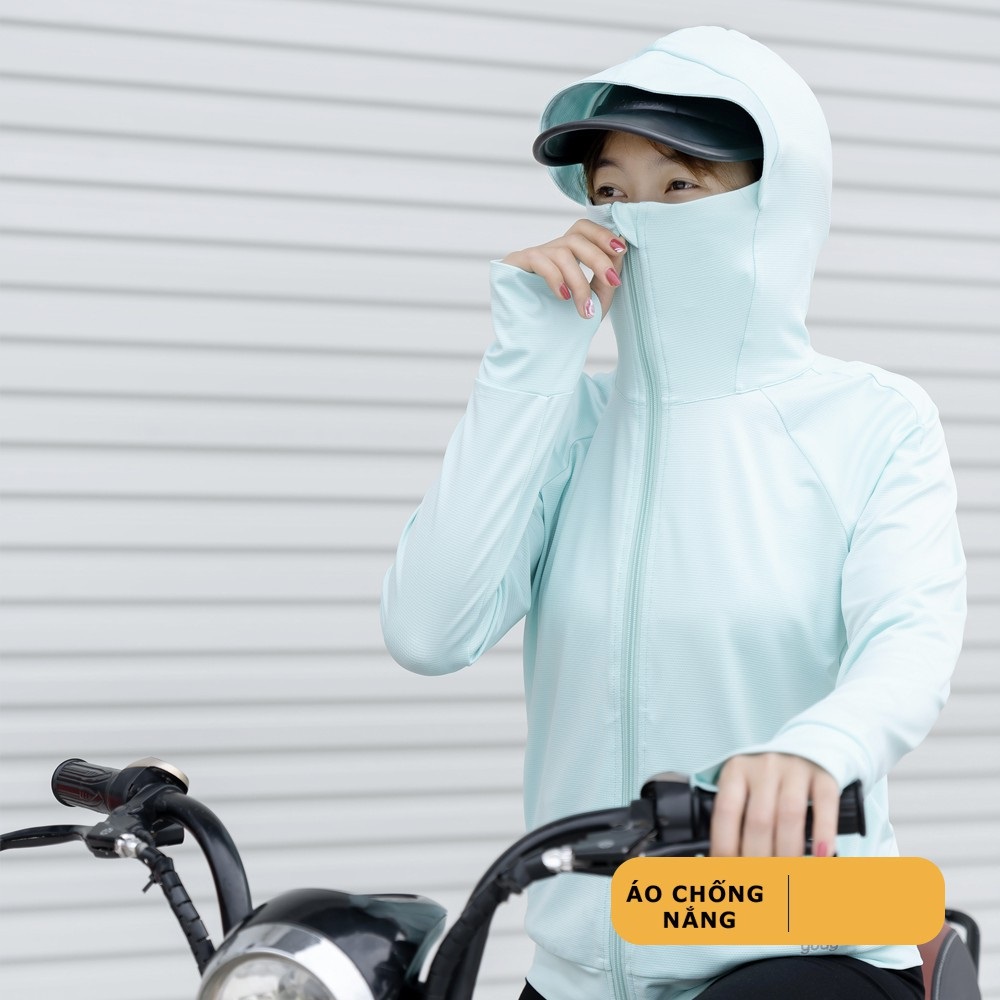 Áo khoác nắng nữ che mặt chống tia UV vải dày dặn mát thoáng khí - màu sắc thời trang