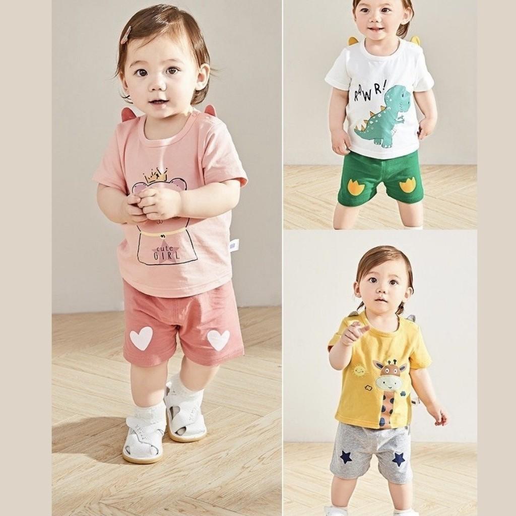 Bộ Cộc Tay cho Bé Bộ Minky Mom Cộc Tay Với họa Tiết Khủng Long Siêu Dễ Thương Chất Thun Lạnh Siêu Mềm Mịn Mát