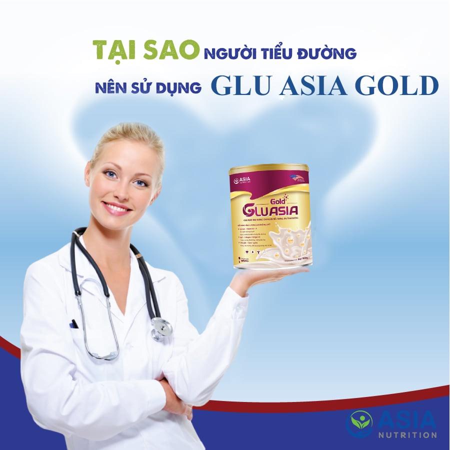 Sữa tiểu đường Glu Asia Gold cao cấp ASIA NUTRITION 400g tác dụng cung cấp dinh dưỡng, năng lượng cho người tiểu đường