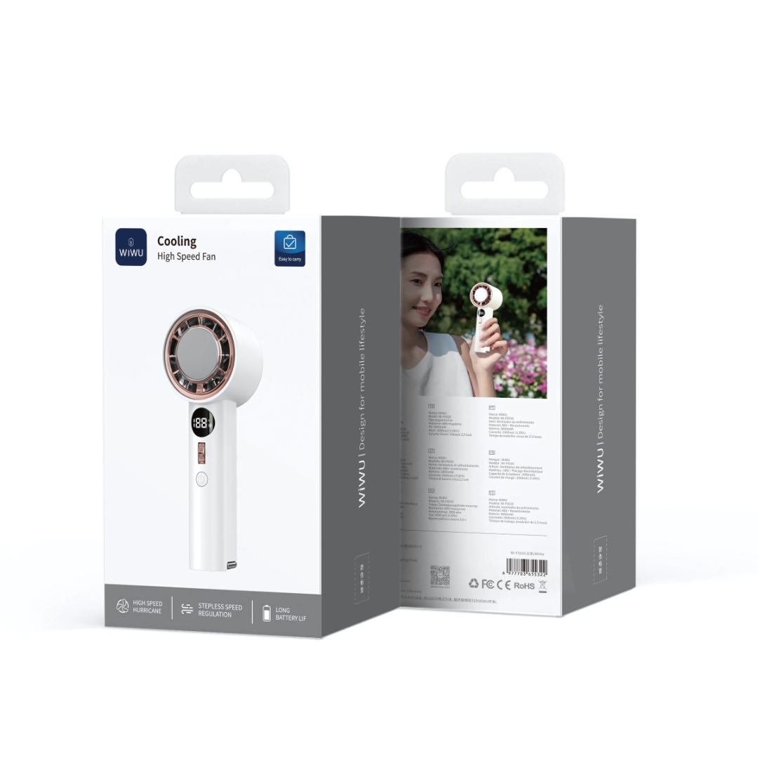 Quạt cầm tay turbo sò lạnh mini siêu mát Pin trâu 3000 mAh, nhỏ gọn linh hoạt hiệu WIWU Wi-FS016 ChillMate - 100 chế độ gió, thiết kế đẹp, bền - hàng nhập khẩu