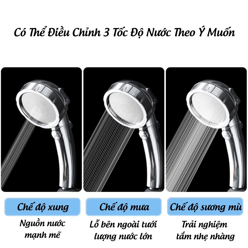 Vòi Sen Tăng Áp Đầu Cong 3 Chế Độ Điều Chỉnh, Tắt Mở Nước Trên Thân Vòi, Giúp Tiết Kiệm Nước Khi Sử Dụng