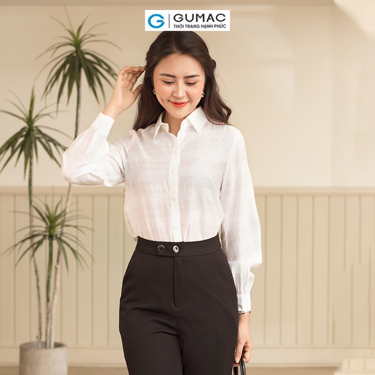 Quần tây nữ ống đứng quai dê 2 nút tôn dáng thời thượng thanh lịch thời trang GUMAC QD06059