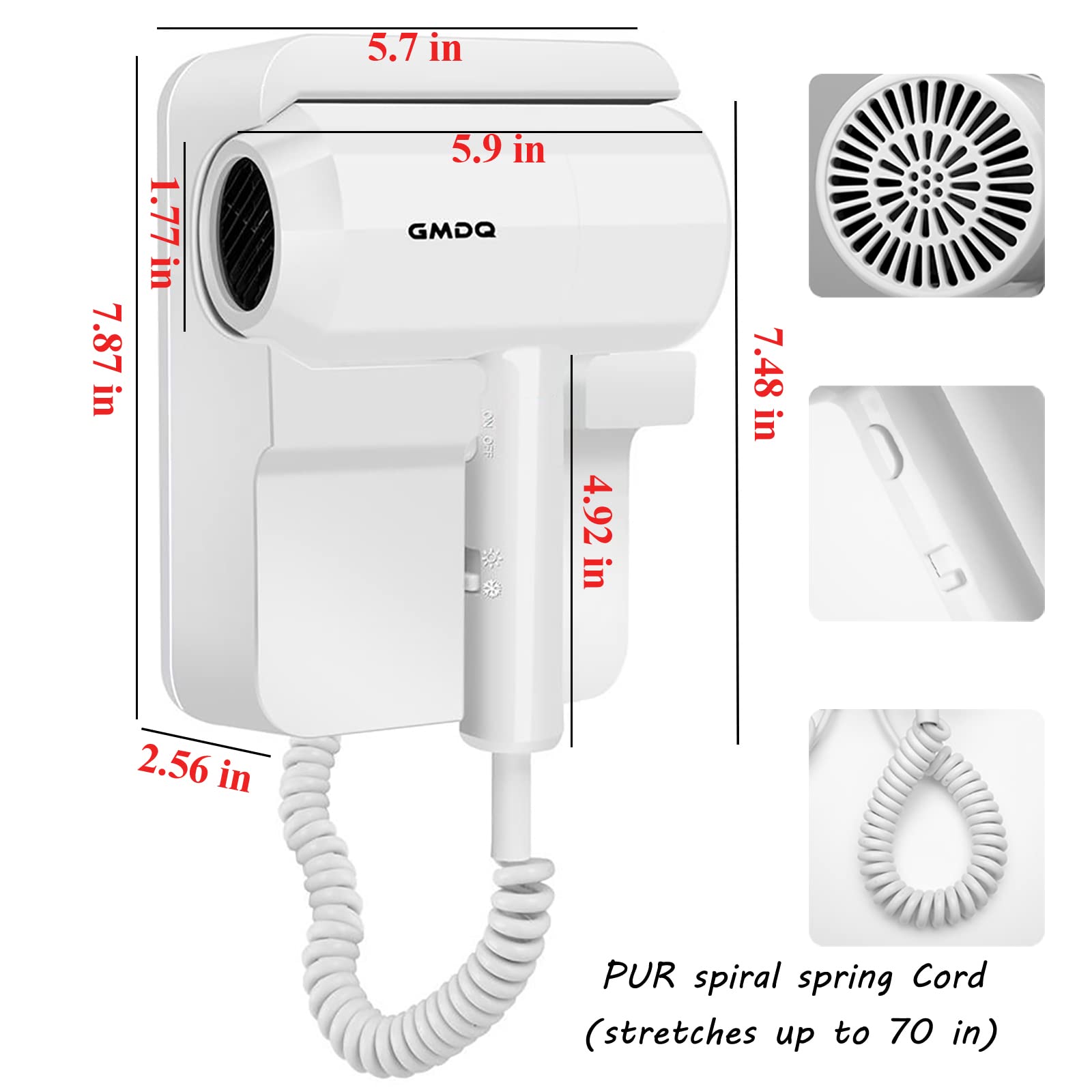 Máy Sấy Tóc Treo Tường A-85 Hot&Cold Wind Blow Hair Dryer Electric Wall 1300W