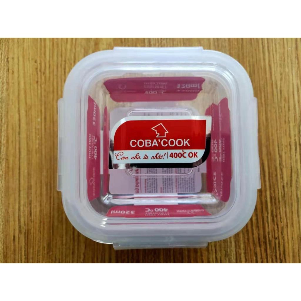 Hộp thủy tinh đựng thực phẩm hộp đựng cơm chịu nhiệt COBA'COOK hộp vuông 800ml- CBHS800