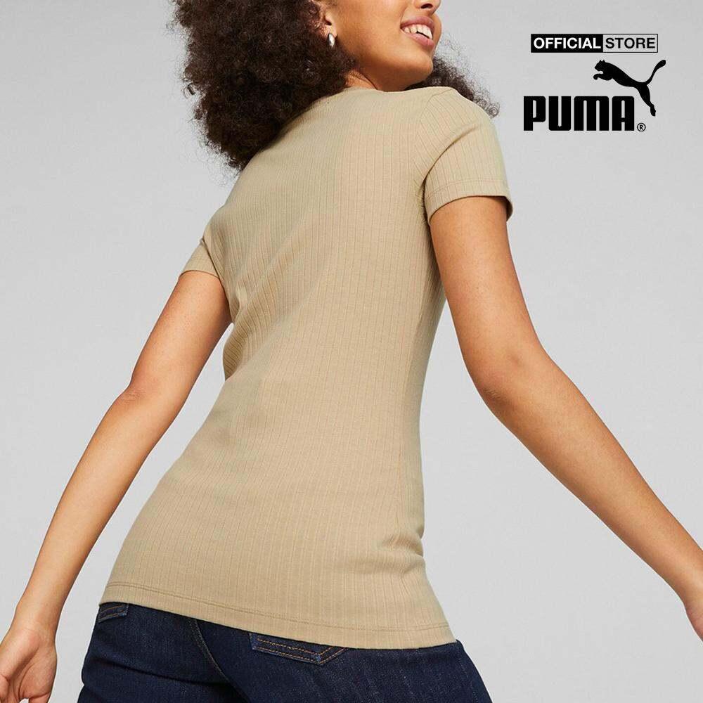 PUMA - Áo thun nữ cổ tròn tay ngắn Classics Ribbed Slim 621382