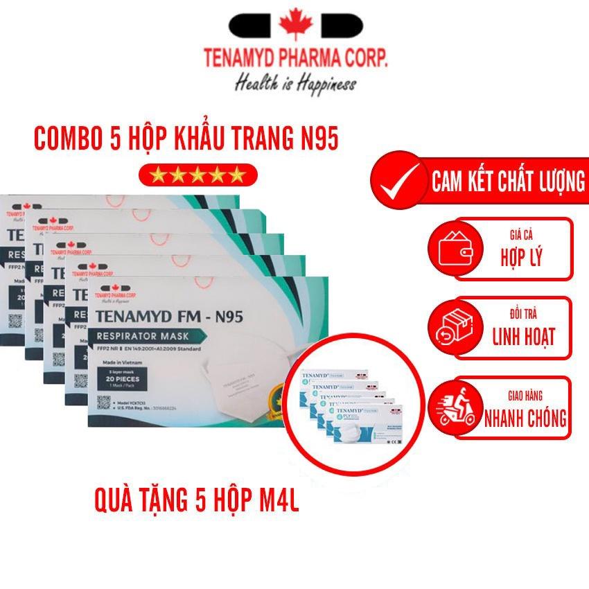 (Combo 5 Hộp) Khẩu Trang KF94 Người Lớn Tenamyd Chính Hãng