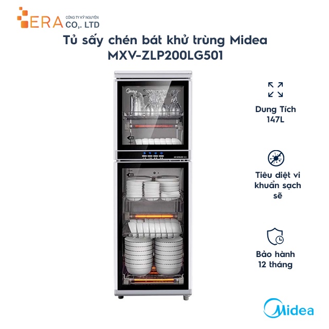 Tủ Sấy Chén Bát Diệt Khuẩn Midea 200Lg501 - Hàng Chính Hãng